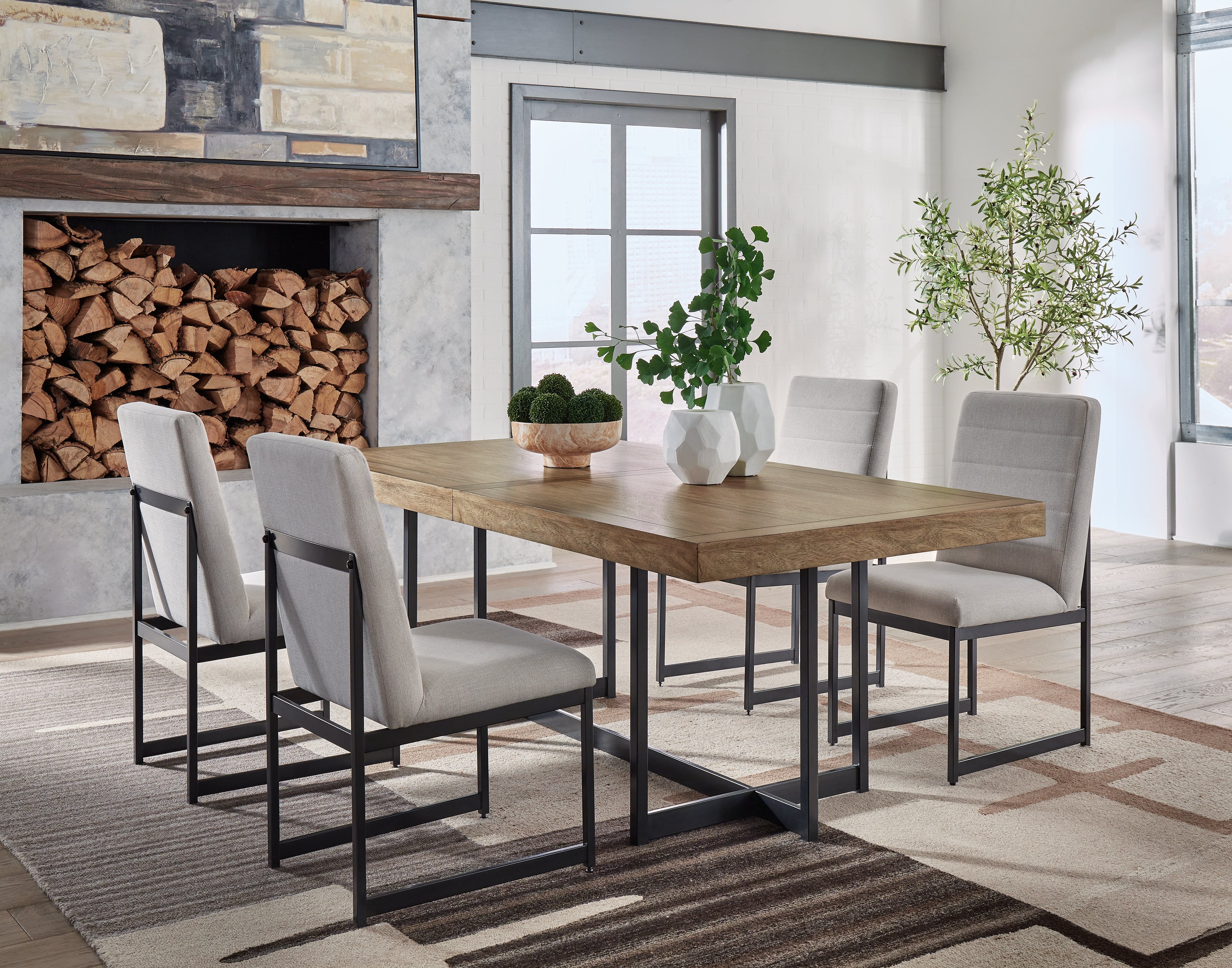 Best Deals Furniture - Ashley Furniture - Tomtyn Dining Table and 4 Chairs - Dining Table and 4 Chairs / Light Brown - D622D1