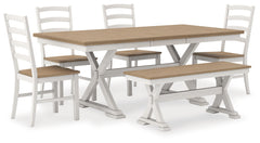 Purlaney Extension Dining Table, 4 Chairs and Bench