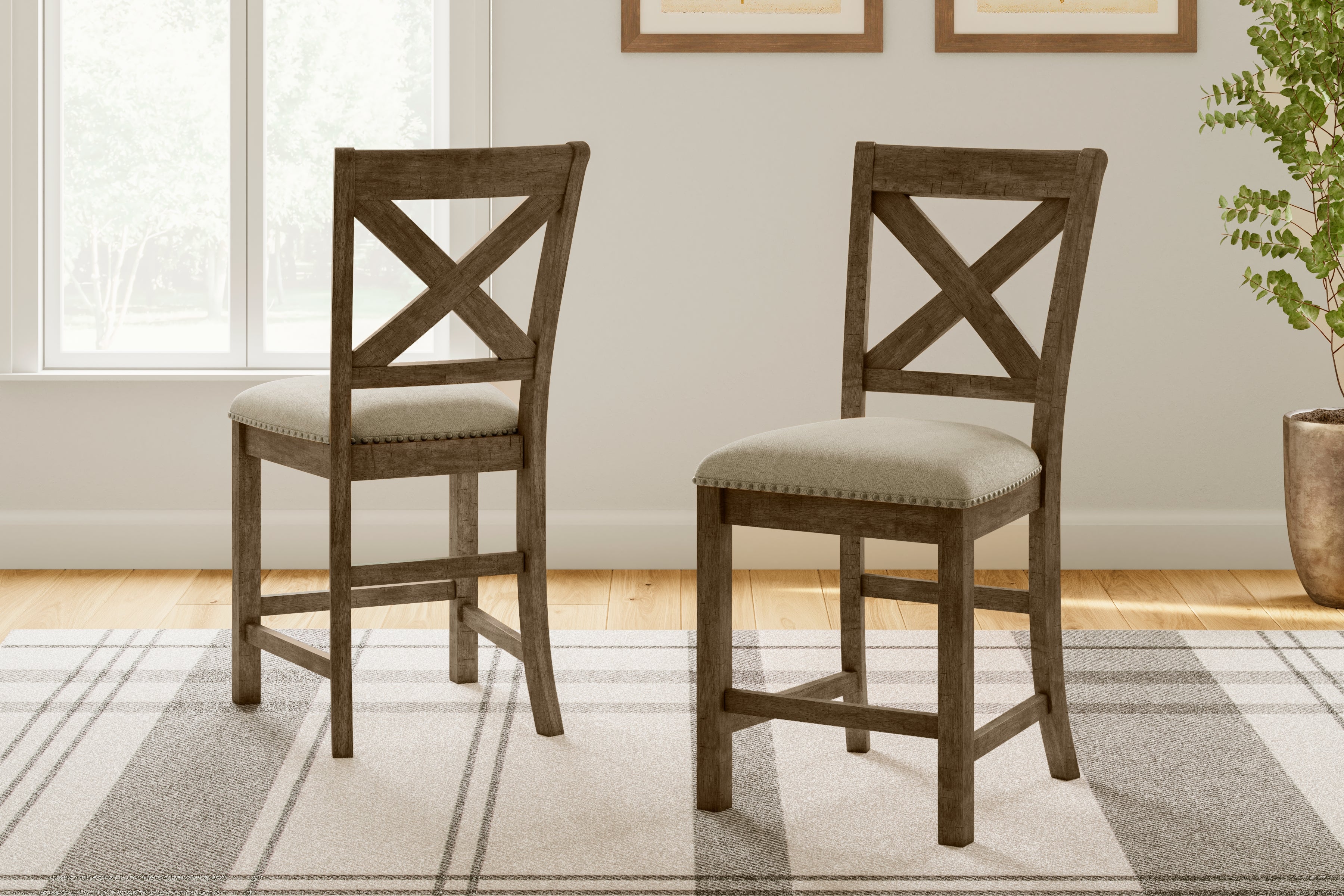 Best Deals Furniture - Ashley Furniture - Moriville Counter Height Bar Stool (Set of 2) - Counter Height Bar Stool (Set of 2) / Beige - D631-124X2