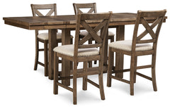 Best Deals Furniture - Ashley Furniture - Moriville Counter Height Dining Table and 4 Barstools - Counter Height Dining Table and 4 Barstools / Grayish Brown - D631D1
