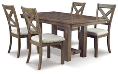 Best Deals Furniture - Ashley Furniture - Moriville Dining Table and 4 Chairs - Dining Table and 4 Chairs / Beige - D631D5