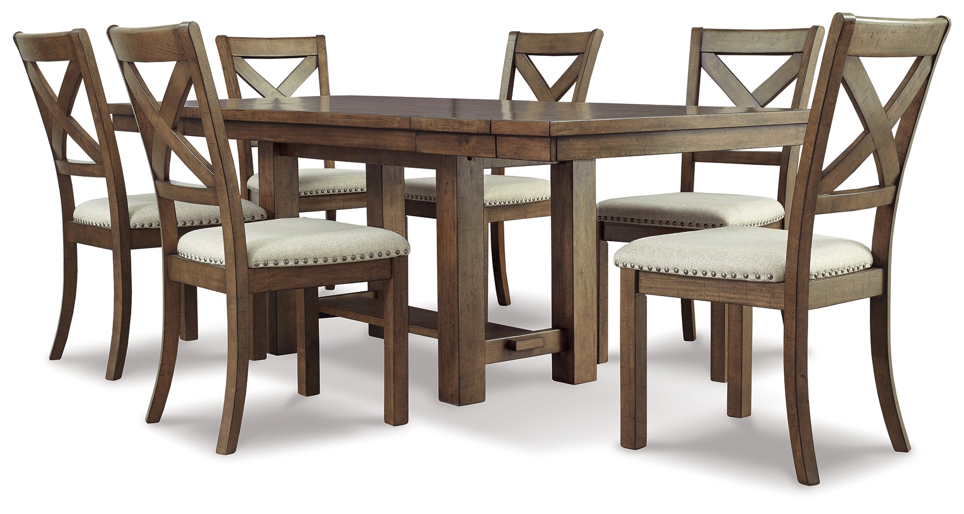 Best Deals Furniture - Ashley Furniture - Moriville Dining Table and 6 Chairs - Dining Table and 6 Chairs / Beige - D631D11