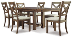 Best Deals Furniture - Ashley Furniture - Moriville Dining Table and 6 Chairs - Dining Table and 6 Chairs / Beige - D631D11