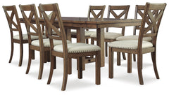 Best Deals Furniture - Ashley Furniture - Moriville Dining Table and 8 Chairs - Dining Table and 8 Chairs / Grayish Brown - D631D13