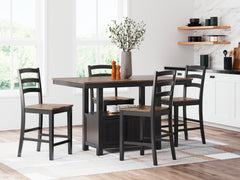 Best Deals Furniture - Ashley Furniture - Wildenauer Counter Height Dining Table and 4 Barstools - Counter Height Dining Table and 4 Barstools / Brown/Black - D634D3