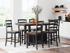 Best Deals Furniture - Ashley Furniture - Wildenauer Counter Height Dining Table and 6 Barstools - Counter Height Dining Table and 6 Barstools / Brown/Black - D634D8