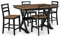 Best Deals Furniture - Ashley Furniture - Wildenauer Counter Height Extension Dining Table and 4 Barstools - Counter Height Extension Dining Table and 4 Barstools - D634D9