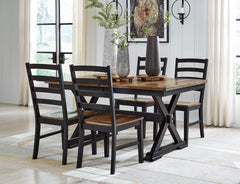 Best Deals Furniture - Ashley Furniture - Wildenauer Dining Table and 4 Chairs - Dining Table and 4 Chairs / Brown/Black - D634D1