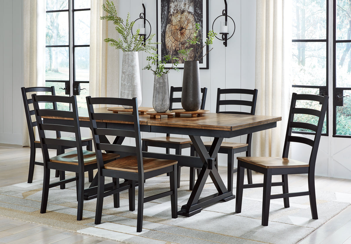 Best Deals Furniture - Ashley Furniture - Wildenauer Extension Dining Table and 6 Chairs - Extension Dining Table and 6 Chairs / Brown/Black - D634D4