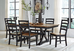 Best Deals Furniture - Ashley Furniture - Wildenauer Extension Dining Table and 6 Chairs - Extension Dining Table and 6 Chairs / Brown/Black - D634D4