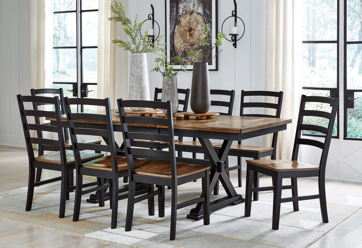 Best Deals Furniture - Ashley Furniture - Wildenauer Dining Table and 8 Chairs - Dining Table and 8 Chairs / Brown/Black - D634D5