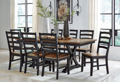 Best Deals Furniture - Ashley Furniture - Wildenauer Dining Table and 8 Chairs - Dining Table and 8 Chairs / Brown/Black - D634D5