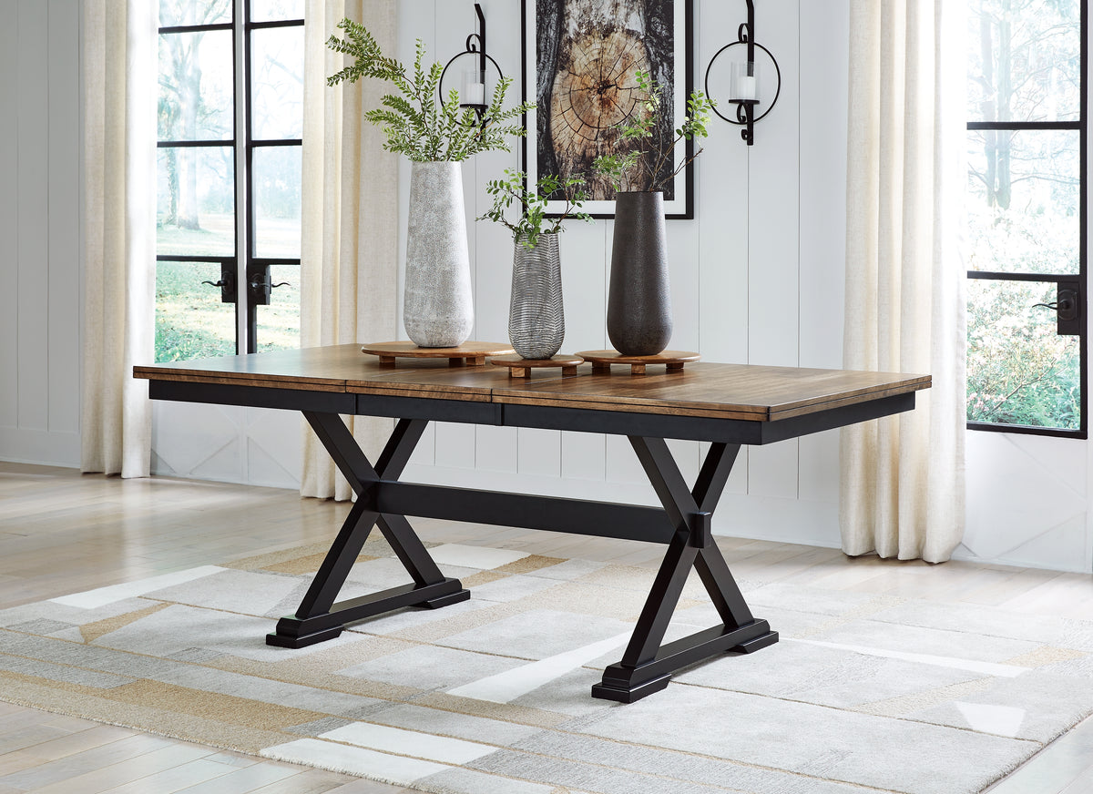 Best Deals Furniture - Ashley Furniture - Wildenauer Dining Extension Table - RECT Dining Room EXT Table / Brown/Black - D634-35
