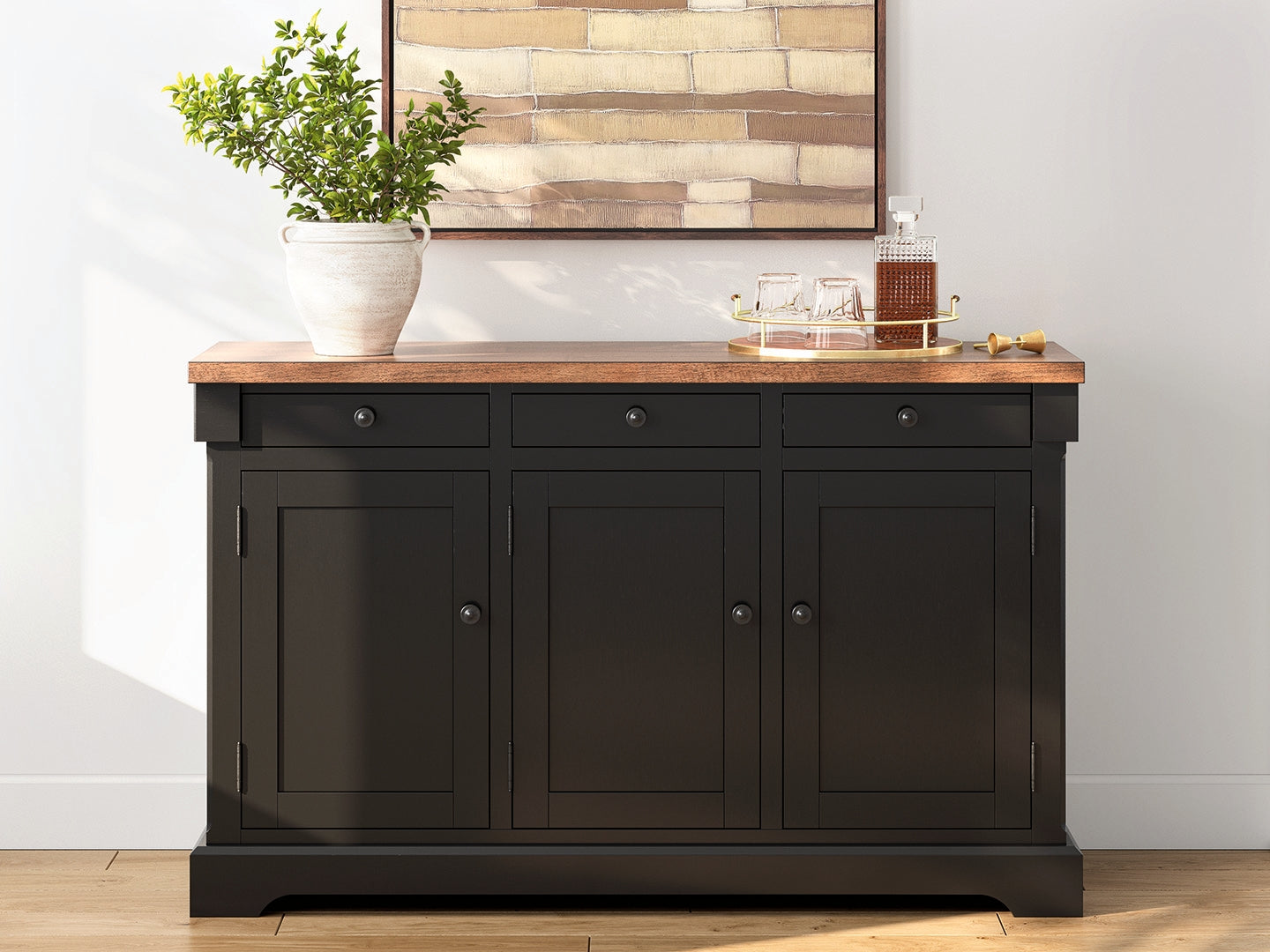 Best Deals Furniture - Ashley Furniture - Wildenauer Dining Buffet - Dining Room Buffet / Brown/Black - D634-80