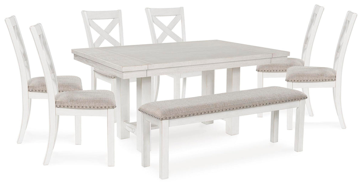 Best Deals Furniture - Ashley Furniture - Robbinsdale Dining Table, 6 Chairs and Bench - Dining Table, 6 Chairs and Bench - D642D11