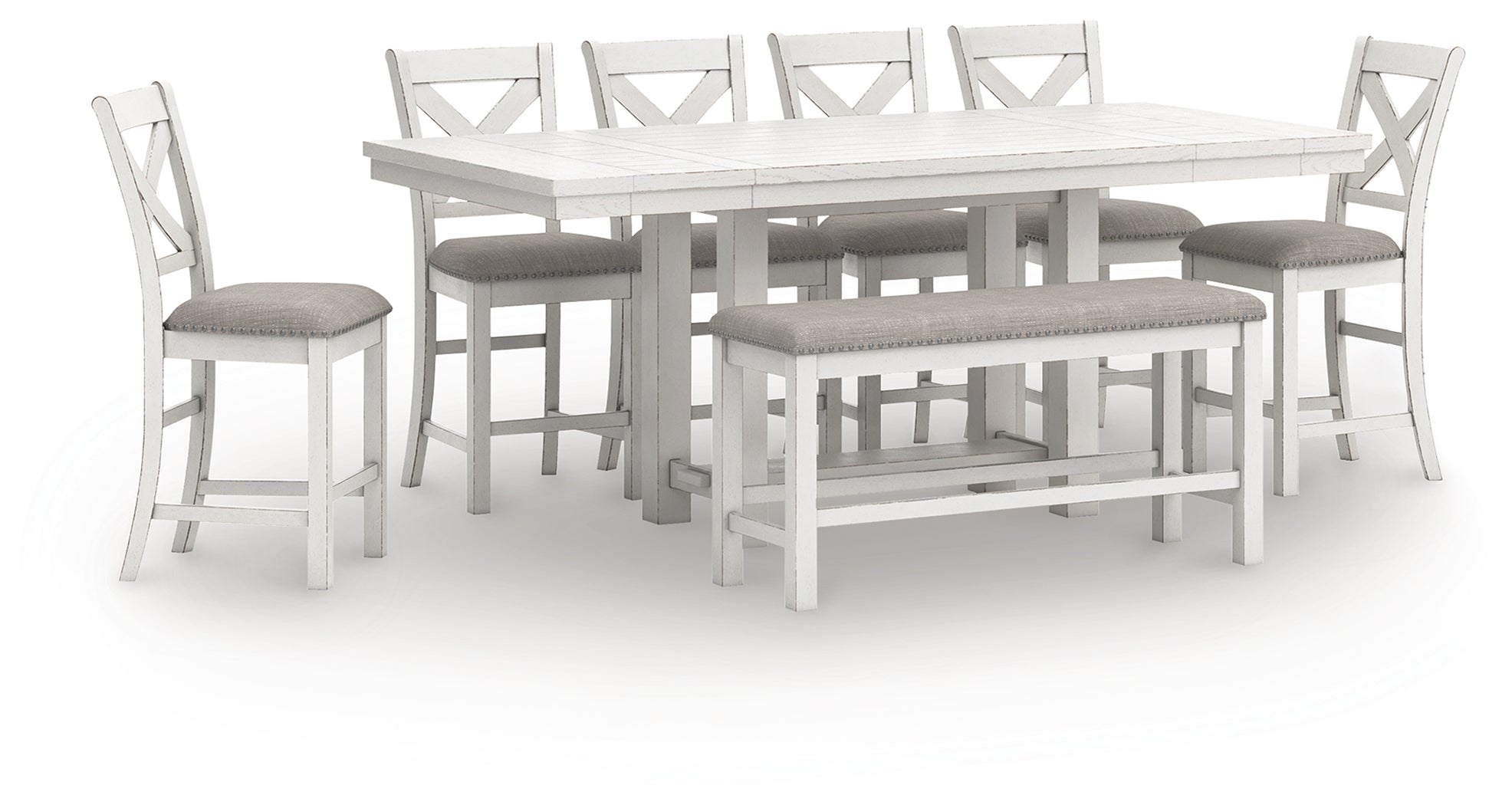 Best Deals Furniture - Ashley Furniture - Robbinsdale Counter Height Extension Dining Table, 6 Barstools and Bench - Counter Height Extension Dining Table, 6 Barstools and Bench - D642D10