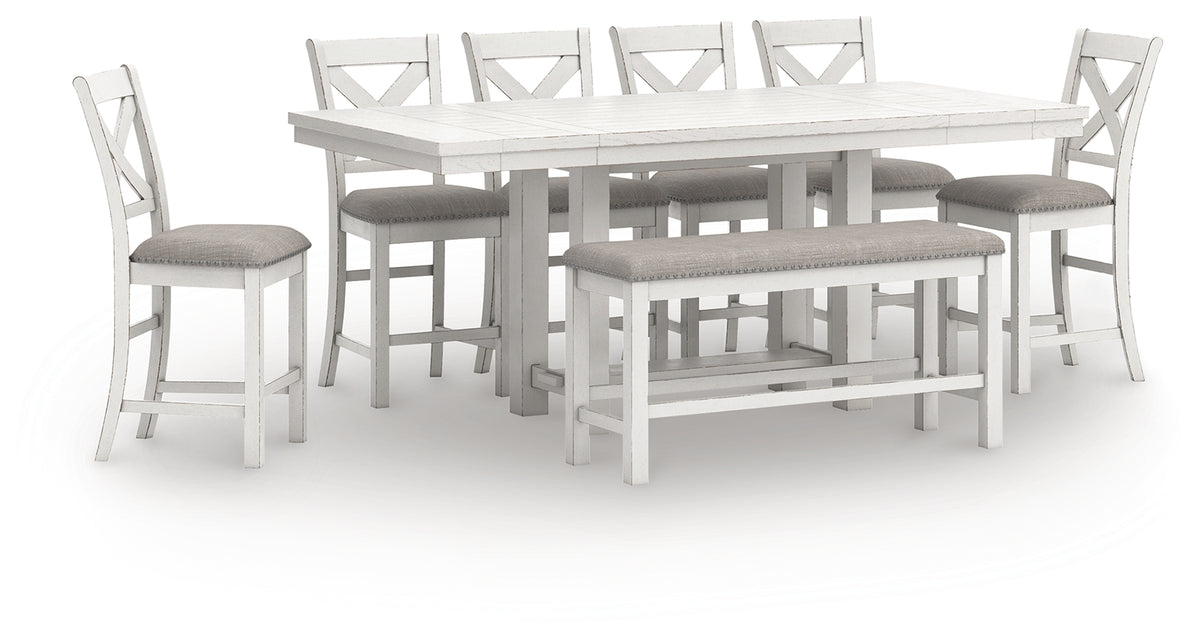 Best Deals Furniture - Ashley Furniture - Robbinsdale Counter Height Extension Dining Table, 6 Barstools and Bench - Counter Height Extension Dining Table, 6 Barstools and Bench - D642D10