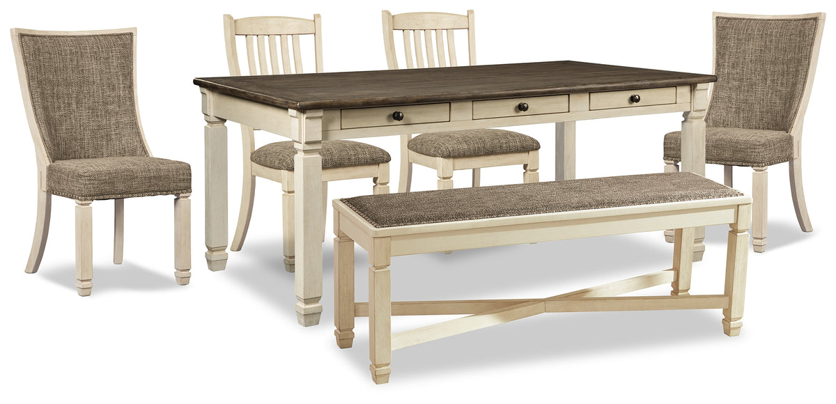Best Deals Furniture - Ashley Furniture - Bolanburg Dining Table, 4 Chairs and Bench - Dining Table, 4 Chairs and Bench - D647D34