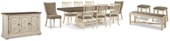 Best Deals Furniture - Ashley Furniture - Bolanburg Dining Table with 8 Chairs and Bench with Server and 2 Stools - Dining Table with 8 Chairs and Bench with Server and 2 Stools / Two-tone - D647D28