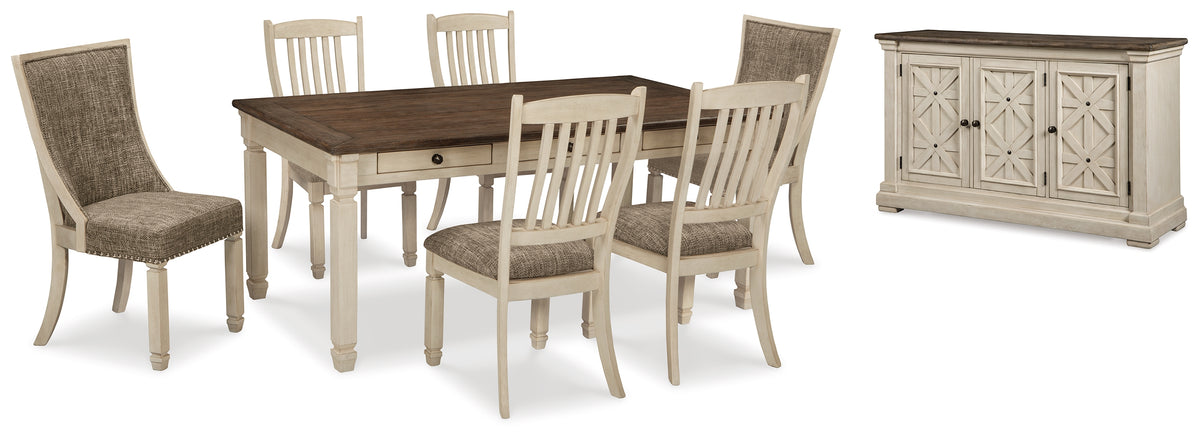 Best Deals Furniture - Ashley Furniture - Bolanburg Dining Table and 6 Chairs with Server - Dining Table and 6 Chairs with Server / Two-tone - D647D22