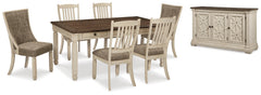 Best Deals Furniture - Ashley Furniture - Bolanburg Dining Table and 6 Chairs with Server - Dining Table and 6 Chairs with Server / Two-tone - D647D22