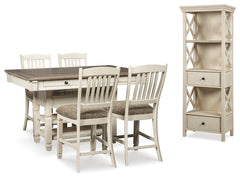 Best Deals Furniture - Ashley Furniture - Bolanburg Counter Height Dining Table and 4 Barstools with Display Cabinet - Counter Height Dining Table and 4 Barstools with Display Cabinet / Two-tone - D647D21