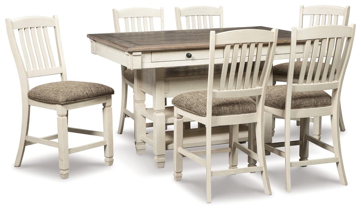 Best Deals Furniture - Ashley Furniture - Bolanburg Counter Height Dining Table with 6 Barstools - Counter Height Dining Table with 6 Barstools / Two-tone - D647D9