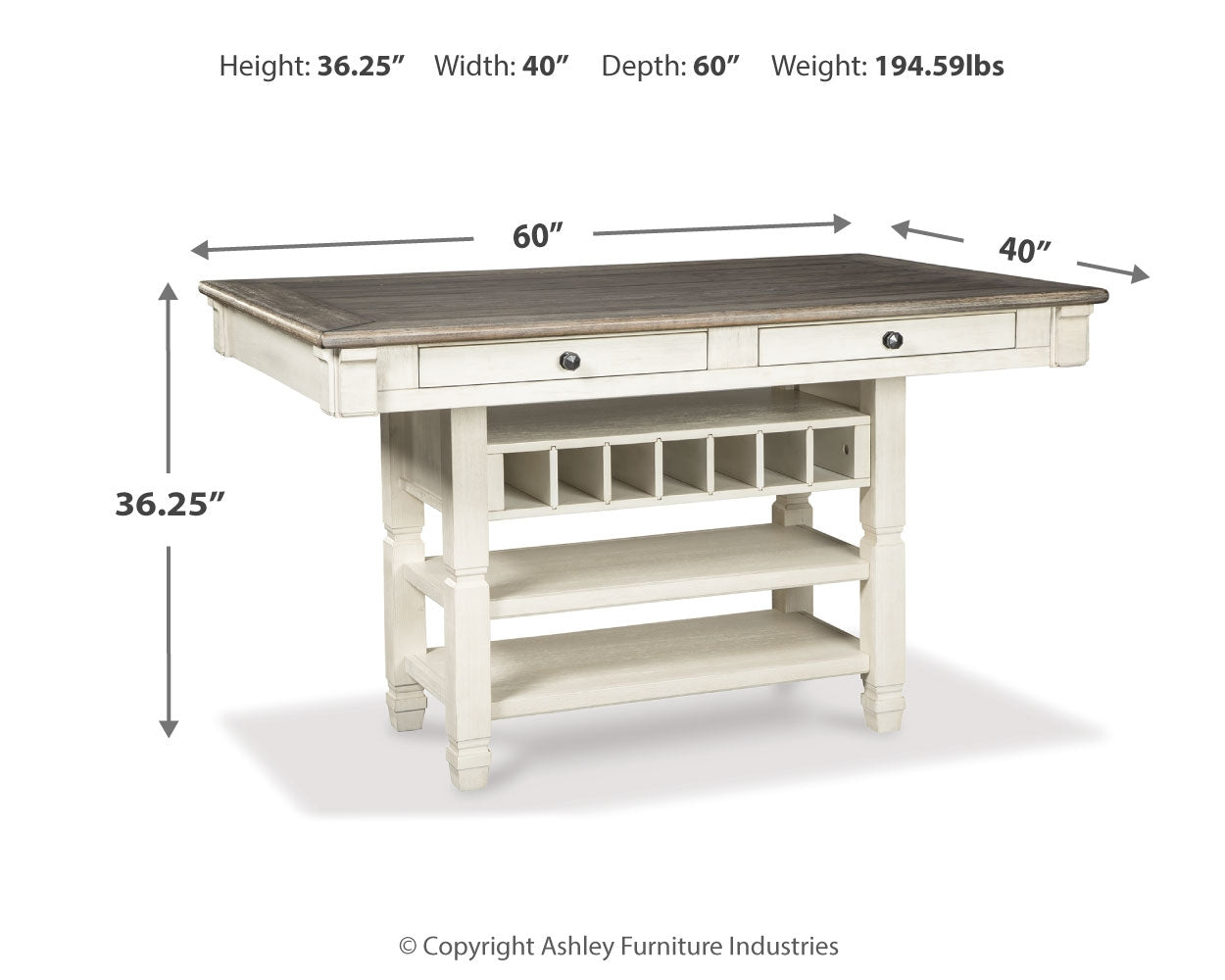 Bolanburg Counter Height Dining Table and 4 Barstools