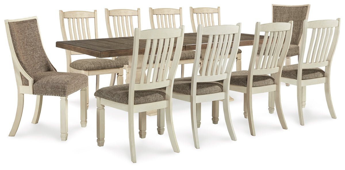 Best Deals Furniture - Ashley Furniture - Bolanburg Dining Table and 10 Chairs - Dining Table and 10 Chairs / Antique White - D647D38