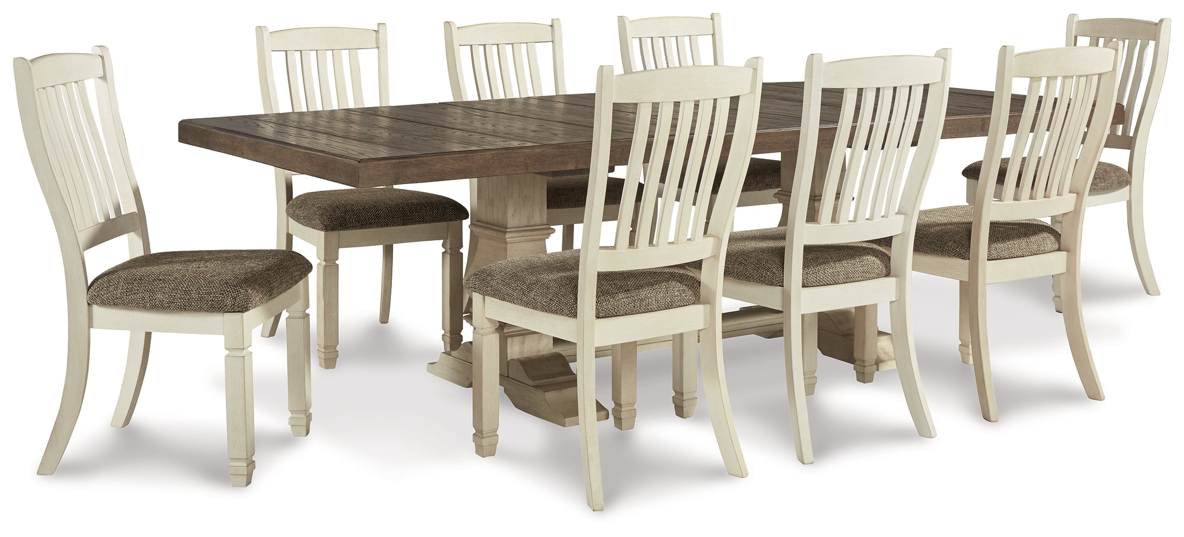 Best Deals Furniture - Ashley Furniture - Bolanburg Dining Table and 8 Chairs - Dining Table and 8 Chairs / Antique White - D647D30