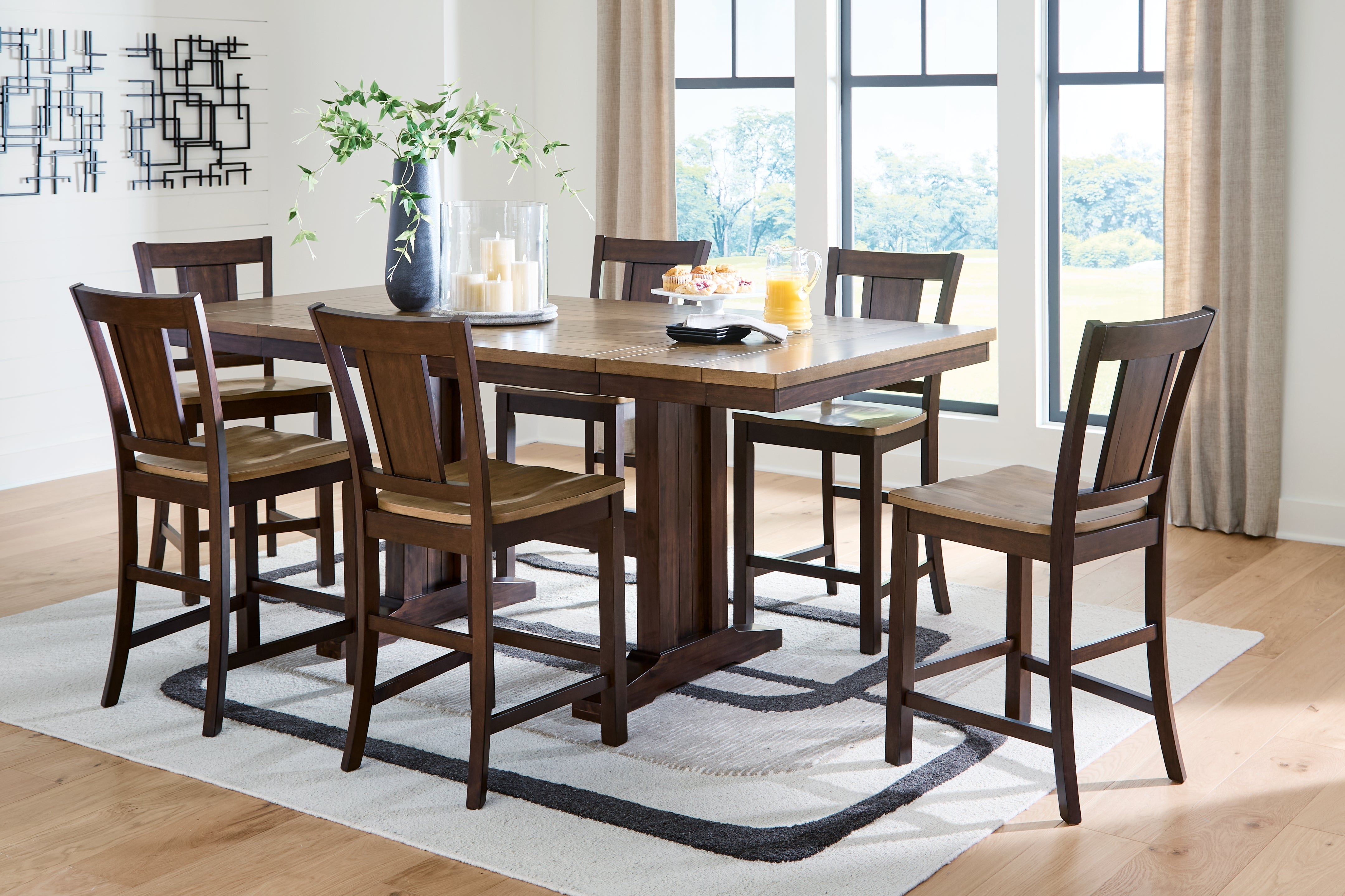 Best Deals Furniture - Ashley Furniture - Rylandeen Counter Height Extension Dining Table and 6 Barstools - Counter Height Extension Dining Table and 6 Barstools - PCD651D5