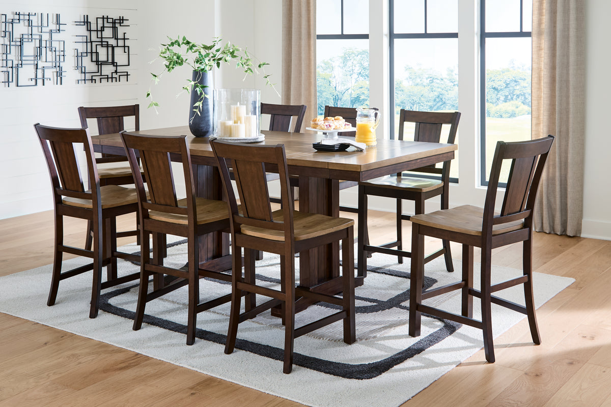 Best Deals Furniture - Ashley Furniture - Rylandeen Counter Height Extension Dining Table and 8 Barstools - Counter Height Extension Dining Table and 8 Barstools - PCD651D6