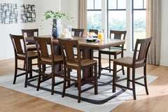 Best Deals Furniture - Ashley Furniture - Rylandeen Counter Height Extension Dining Table and 8 Barstools - Counter Height Extension Dining Table and 8 Barstools - PCD651D6