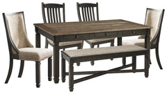 Best Deals Furniture - Ashley Furniture - Tyler Creek Dining Table with 4 Chairs and Bench - Dining Table with 4 Chairs and Bench / Black/Gray - D736D6