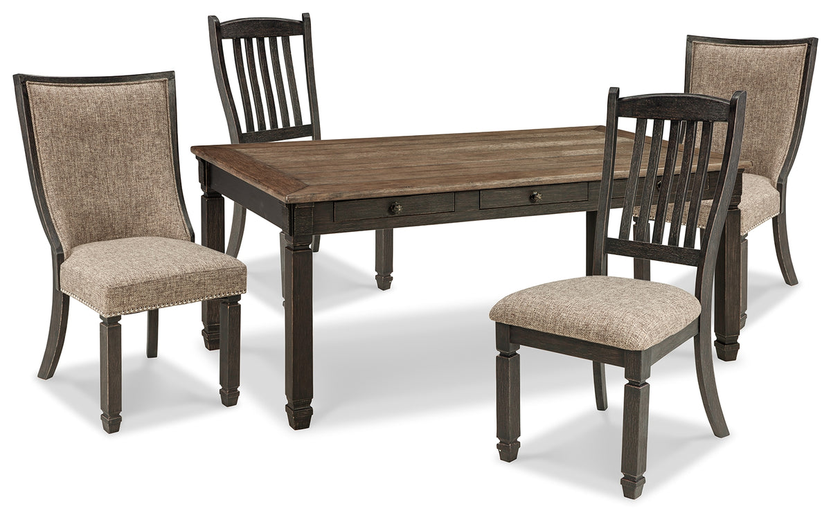 Best Deals Furniture - Ashley Furniture - Tyler Creek Dining Table and 4 Chairs - Dining Table and 4 Chairs / Black/Grayish Brown - D736D12
