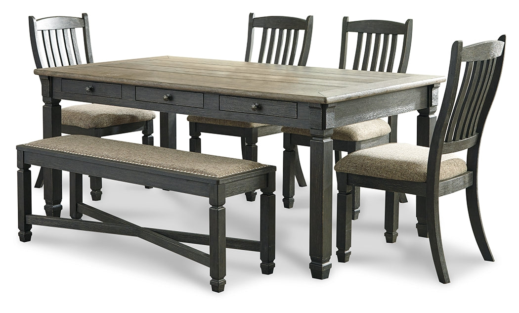 Best Deals Furniture - Ashley Furniture - Tyler Creek Dining Table - Dining Table, 4 Chairs and Bench / Black/Gray - D736D2