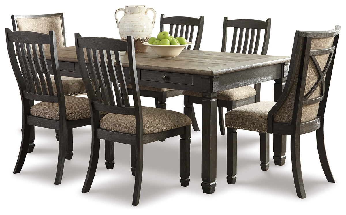 Best Deals Furniture - Ashley Furniture - Tyler Creek Dining Table with 6 Chairs - Dining Table with 6 Chairs / Black/Gray - D736D7