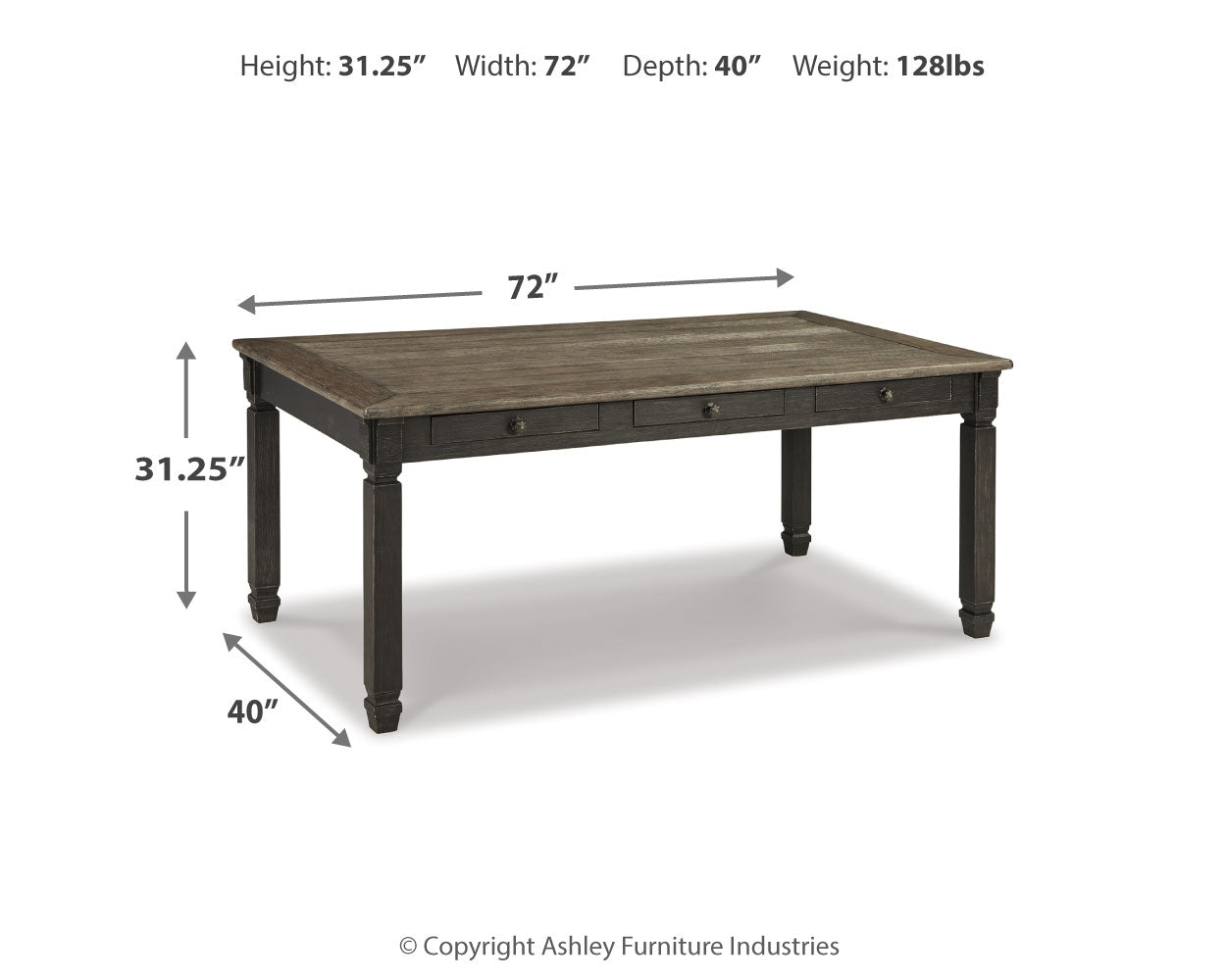 Tyler Creek Dining Table with 4 Chairs and Bench