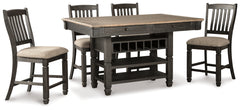 Best Deals Furniture - Ashley Furniture - Tyler Creek Counter Height Dining Table with 4 Barstools - Counter Height Dining Table with 4 Barstools / Black/Gray - D736D3