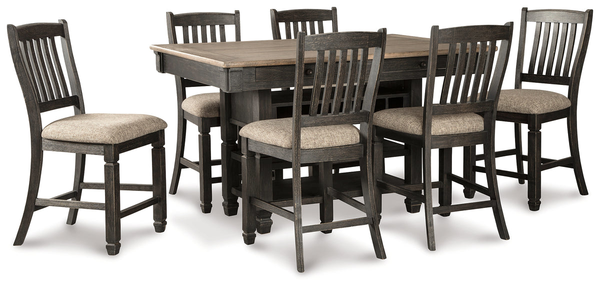 Best Deals Furniture - Ashley Furniture - Tyler Creek Counter Height Dining Table and 6 Barstools - Counter Height Dining Table and 6 Barstools / Black/Gray - D736D5