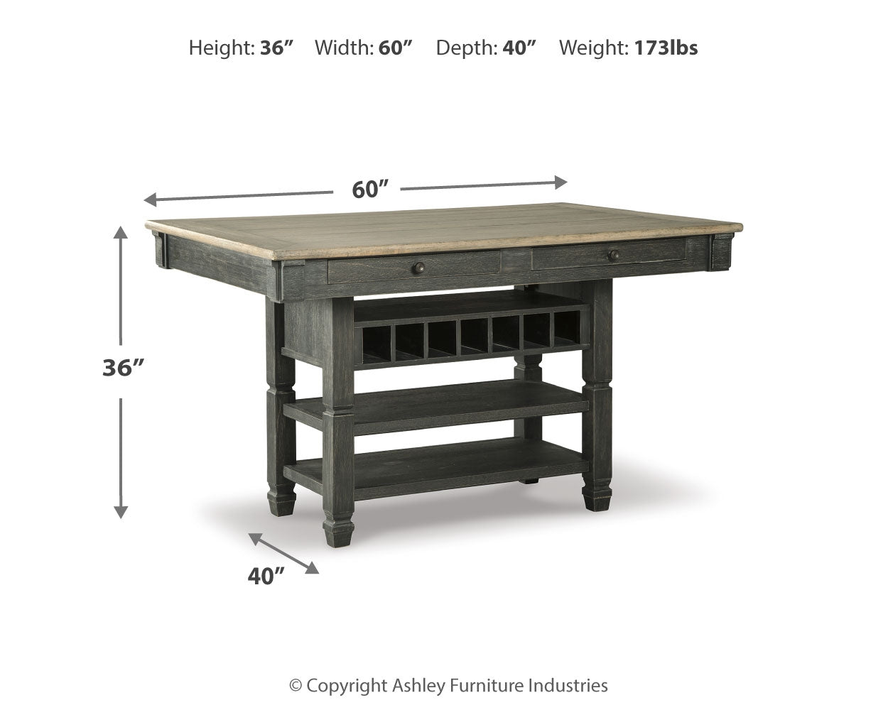 Tyler Creek Counter Height Dining Table and 2 Barstools
