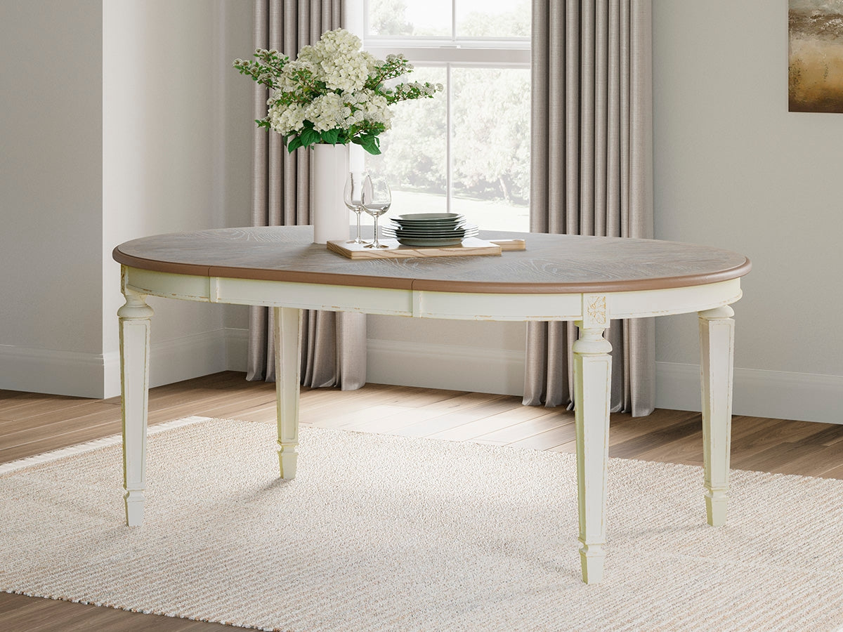 Best Deals Furniture - Ashley Furniture - Realyn Dining Extension Table - Oval Dining Room EXT Table / Chipped White - D743-35