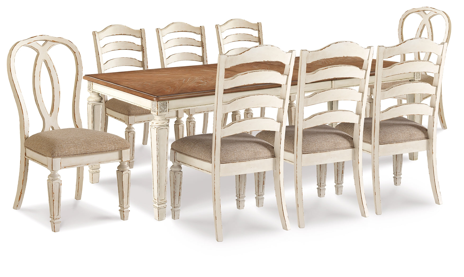 Best Deals Furniture - Ashley Furniture - Realyn Dining Table with 8 Chairs - Dining Table with 8 Chairs - D743D9