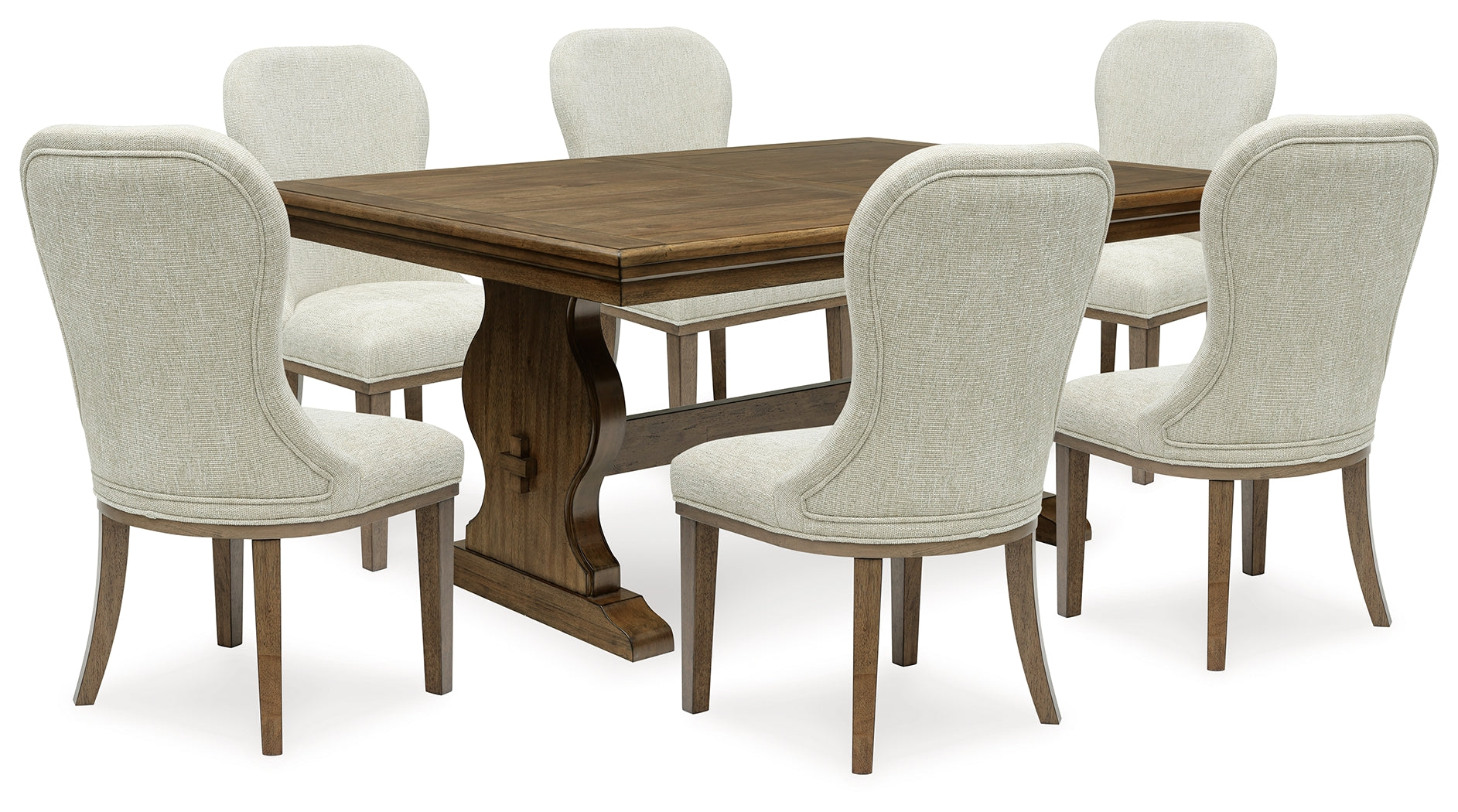 Best Deals Furniture - Ashley Furniture - Sturlayne Dining Table and 6 Chairs - Dining Table and 6 Chairs / Brown - D787D5