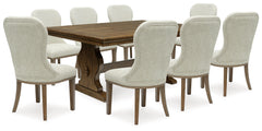 Best Deals Furniture - Ashley Furniture - Sturlayne Dining Table and 8 Chairs - Dining Table and 8 Chairs / Brown - D787D6