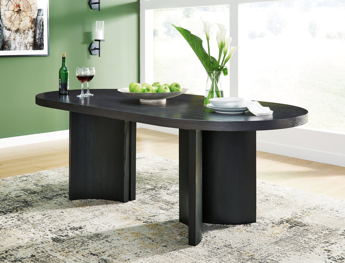 Best Deals Furniture - Ashley Furniture - Rowanbeck Dining Table - Oval Dining Room Table - D821-25