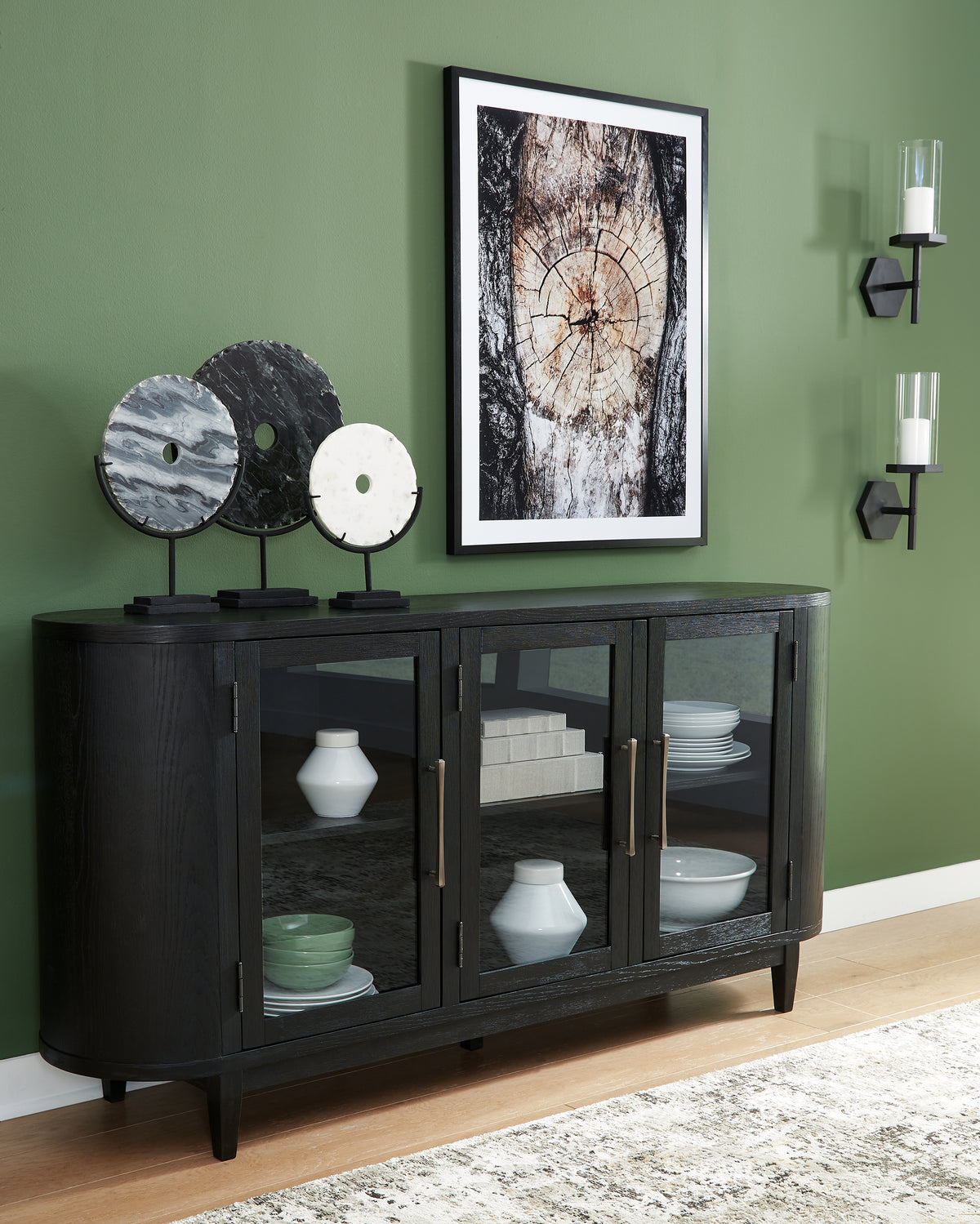 Best Deals Furniture - Ashley Furniture - Rowanbeck Dining Server - Dining Room Server / Black - D821-60