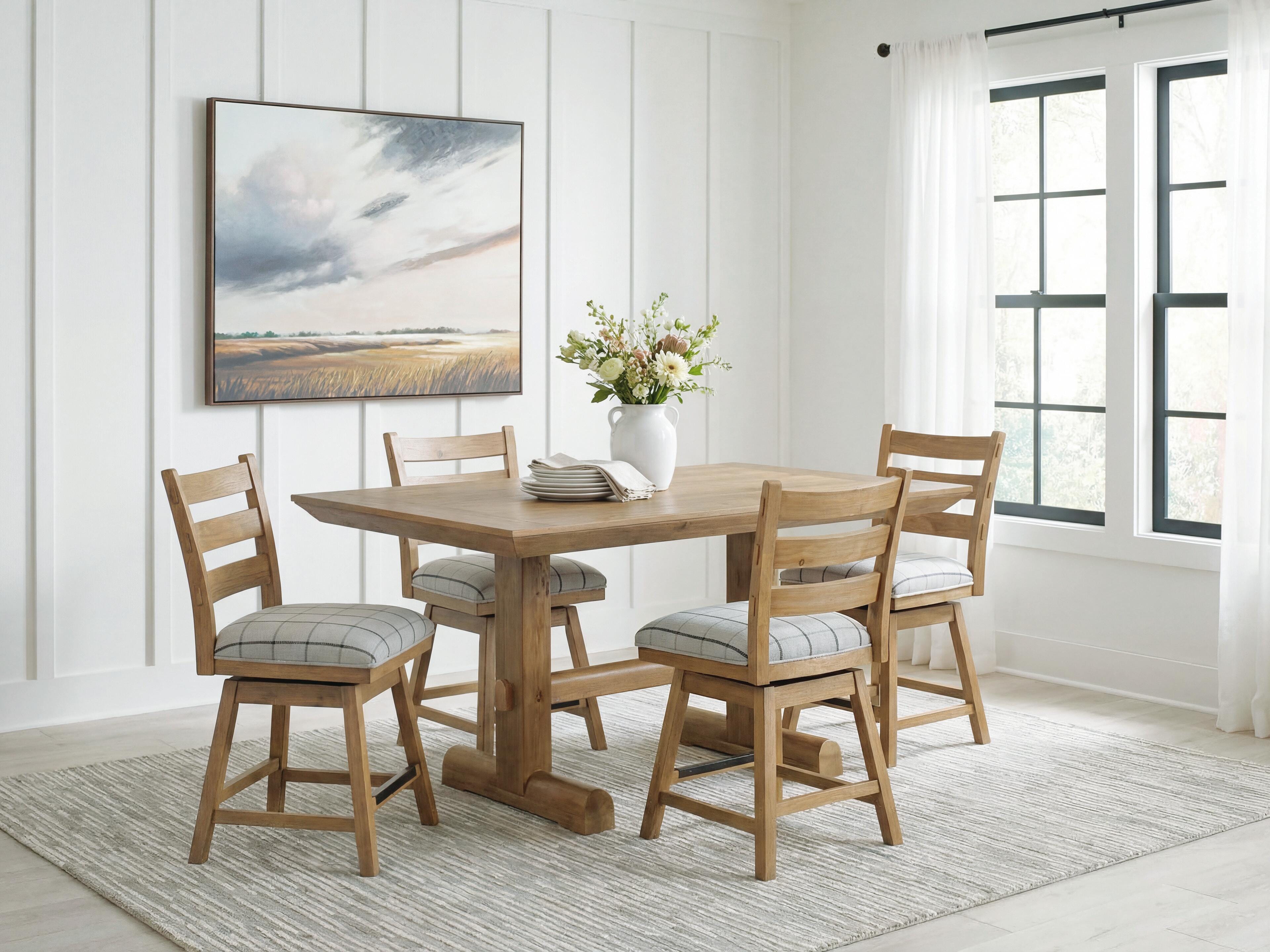 Best Deals Furniture - Ashley Furniture - Ridgester Counter Height Dining Table and 4 Barstools - Counter Height Dining Table and 4 Barstools - D858D7