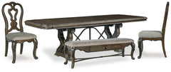Best Deals Furniture - Ashley Furniture - Maylee Dining Table, 2 Chairs and Bench - Dining Table, 2 Chairs and Bench / Dark Brown - D947D12