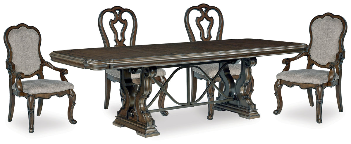 Best Deals Furniture - Ashley Furniture - Maylee Dining Table and 4 Chairs - Dining Table and 4 Chairs / Dark Brown - D947D10